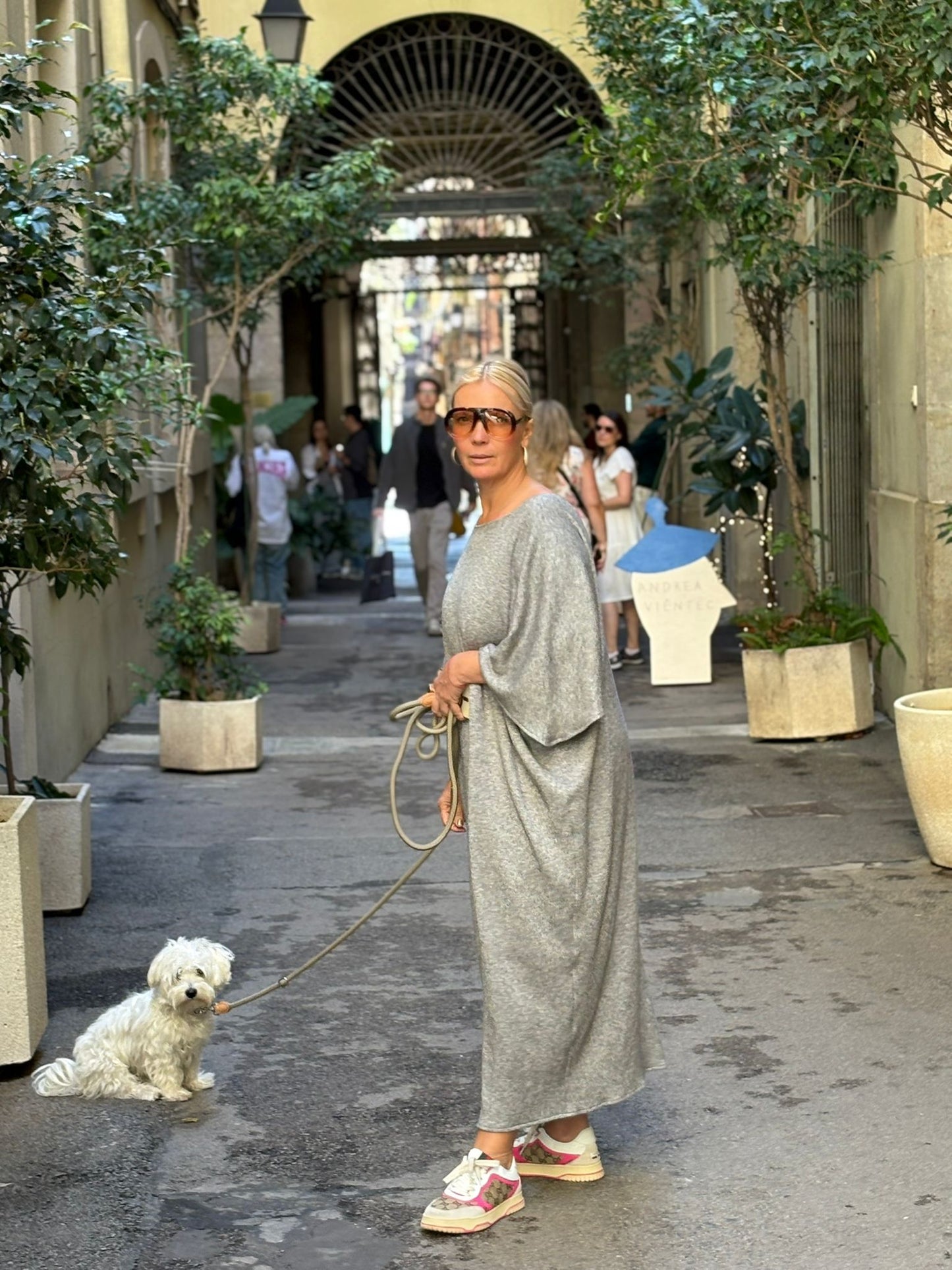 V neck dress | Grey knit