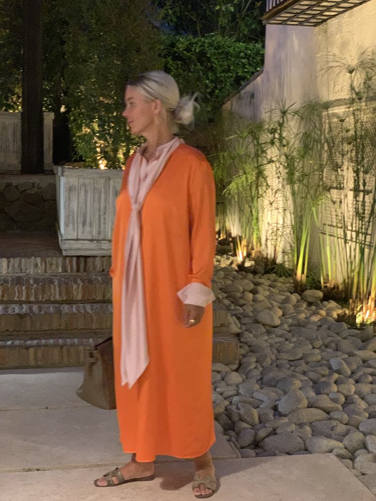 Dress | Pussy bow orange / rose