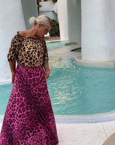 Leopard print wrapskirt | Pink