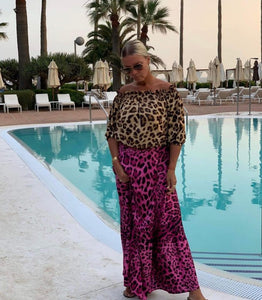 Leopard print wrapskirt | Pink