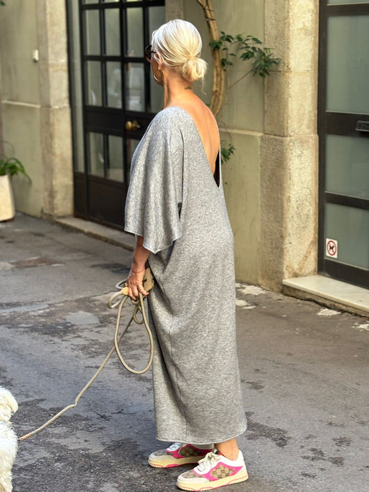 V neck dress | Grey knit